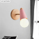 Macaron loft sweet cone pink wall sconce corridor light with wood base
