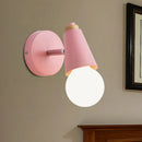 Macaron loft sweet cone pink wall sconce corridor light with wood base
