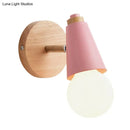 Macaron loft sweet cone pink wall sconce corridor light with wood base