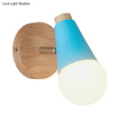 Macaron loft sweet cone pink wall sconce corridor light with wood base