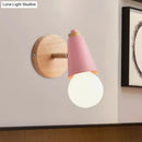 Macaron loft sweet cone pink wall sconce corridor light with wood base