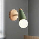 Macaron loft sweet cone pink wall sconce corridor light with wood base