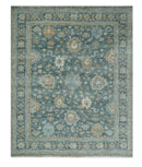 Made to Order Teal, Olive and Silver Antique Style Hand knotted Oushak wool Area Rug