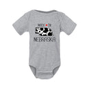 “Made in Nebraska” Cow Print Baby Onesie | Multiple Sizes | Nature Finds & Designs