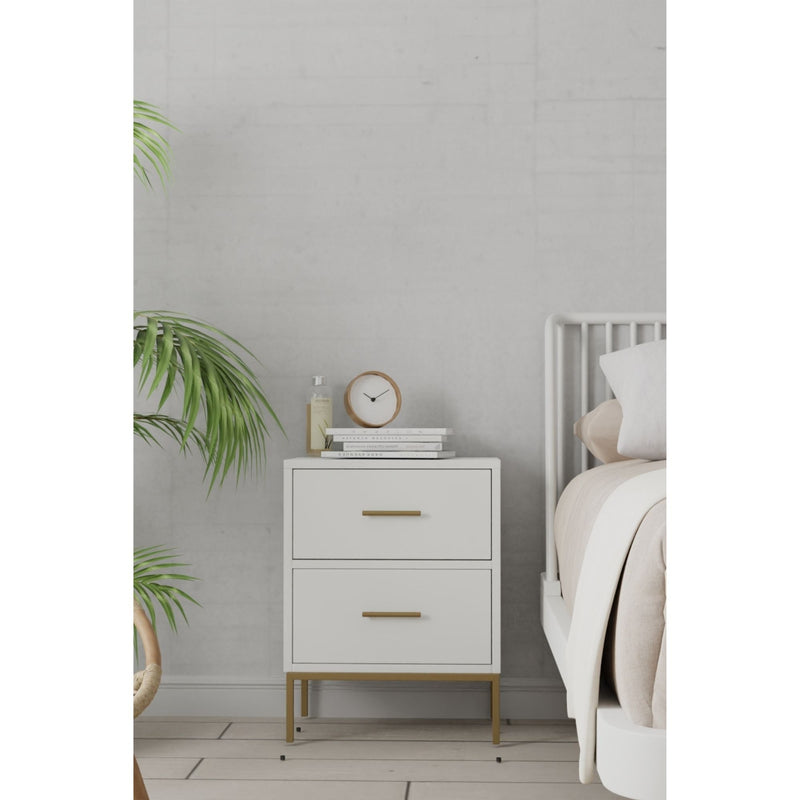 Madelyn Two Drawer Nightstand, White