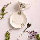 Magnolia floral white bone china tea cup set dining room gold trim