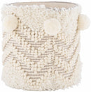 Bordon Ivory Textured Pom-Pom Stool - Clearance