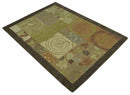 Mainstays Traditional Leaf Block Print Olive, Beige, Rust and Brown 6x8 Indoor wool Area Rug