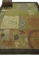 Mainstays Traditional Leaf Block Print Olive, Beige, Rust and Brown 6x8 Indoor wool Area Rug
