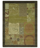 Mainstays Traditional Leaf Block Print Olive, Beige, Rust and Brown 6x8 Indoor wool Area Rug