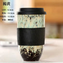 Marbled ceramic kiln mug with silicone grip kitchen travel cup