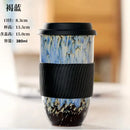 Marbled ceramic kiln mug with silicone grip kitchen travel cup