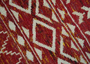 Maroon and Ivory 5.6x8.6 Hand Knotted Southwestern Tribal Trellis Recycled Silk Rug