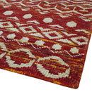 Maroon and Ivory 5.6x8.6 Hand Knotted Southwestern Tribal Trellis Recycled Silk Rug