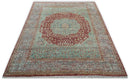 Maroon And Teal Traditional Mamluk Design Hand knotted 9x12 Wool Rug