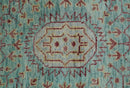 Maroon And Teal Traditional Mamluk Design Hand knotted 9x12 Wool Rug