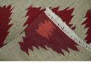 Maroon, Beige and Rust 3x5 Ikat Pattern Hand Woven Soumak Dhurrie Wool Area Rug