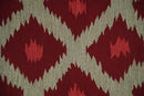 Maroon, Beige and Rust 3x5 Ikat Pattern Hand Woven Soumak Dhurrie Wool Area Rug