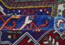 Maroon, Blue and ivory Hand Knotted Antique 8x10 Traditional Wool Rug