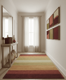 Maroon, Rust, Gold, Olive and Ivory Modern Stripes 5.6x6.6 Hand loom wool area Rug