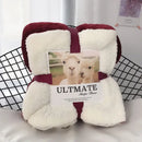 Maroon & white cozy plush blanket bedroom sherpa throw