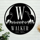 Marsh Herons Initial and Family Name Sign