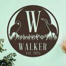 Marsh Herons Initial and Family Name Sign
