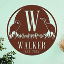 Marsh Herons Initial and Family Name Sign