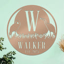 Marsh Herons Initial and Family Name Sign