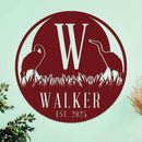 Marsh Herons Initial and Family Name Sign