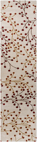 Elsu Beige & Burgundy Hand Woven Wool Area Rug