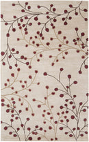 Elsu Beige & Burgundy Hand Woven Wool Area Rug