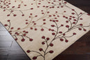 Elsu Beige & Burgundy Hand Woven Wool Area Rug