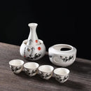 Matte black and light blue ceramic sake set dining room warmer kit