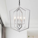 Matte Black and Silver Indoor Pendant Lights 4-Light Adjustable Chandelier