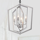 Matte Black and Silver Indoor Pendant Lights 4-Light Adjustable Chandelier