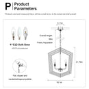 Matte Black and Silver Indoor Pendant Lights 4-Light Adjustable Chandelier