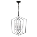Matte Black and Silver Indoor Pendant Lights 4-Light Adjustable Chandelier