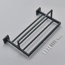 Matte black bathroom accessories set – bathroom towel rack and hooks