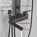 Matte black bathroom faucet shower system with rainfall column