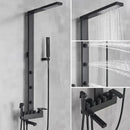 Matte black bathroom faucet shower system with rainfall column
