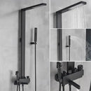 Matte black bathroom faucet shower system with rainfall column