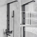 Matte black bathroom faucet shower system with rainfall column