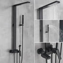 Matte black bathroom faucet shower system with rainfall column