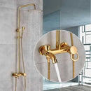 Matte black bathroom shower faucet with rainfall head and handheld spray