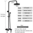 Matte black bathroom shower faucet with rainfall head and handheld spray