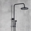 Matte black bathroom shower faucet with rainfall head and handheld spray