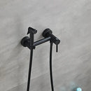 Matte black bidet faucet set with handheld sprayer for bathroom