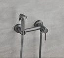 Matte black bidet faucet set with handheld sprayer for bathroom