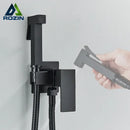 Matte black bidet faucet with handheld sprayer for bathroom
